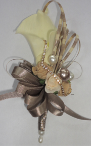 Mocha & Gold Corsage, mother of the bride corsage, wedding corsage
